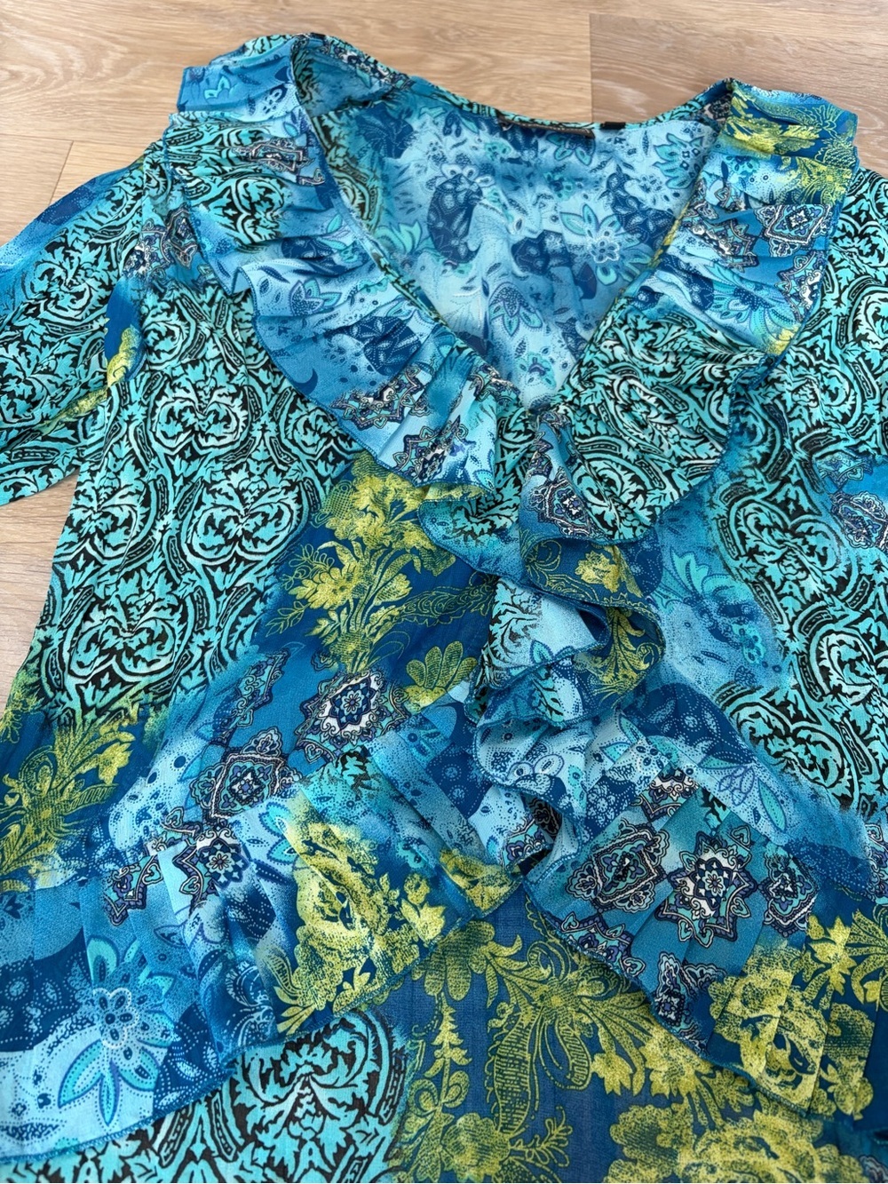 Elementz Ruffle Button Front Boho Blouse - Picture 4 of 6